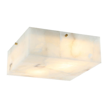 Giulia 13" 2-Light Modern Contemporary Alabaster/Iron Square LED Flush Mount - JONATHAN Y